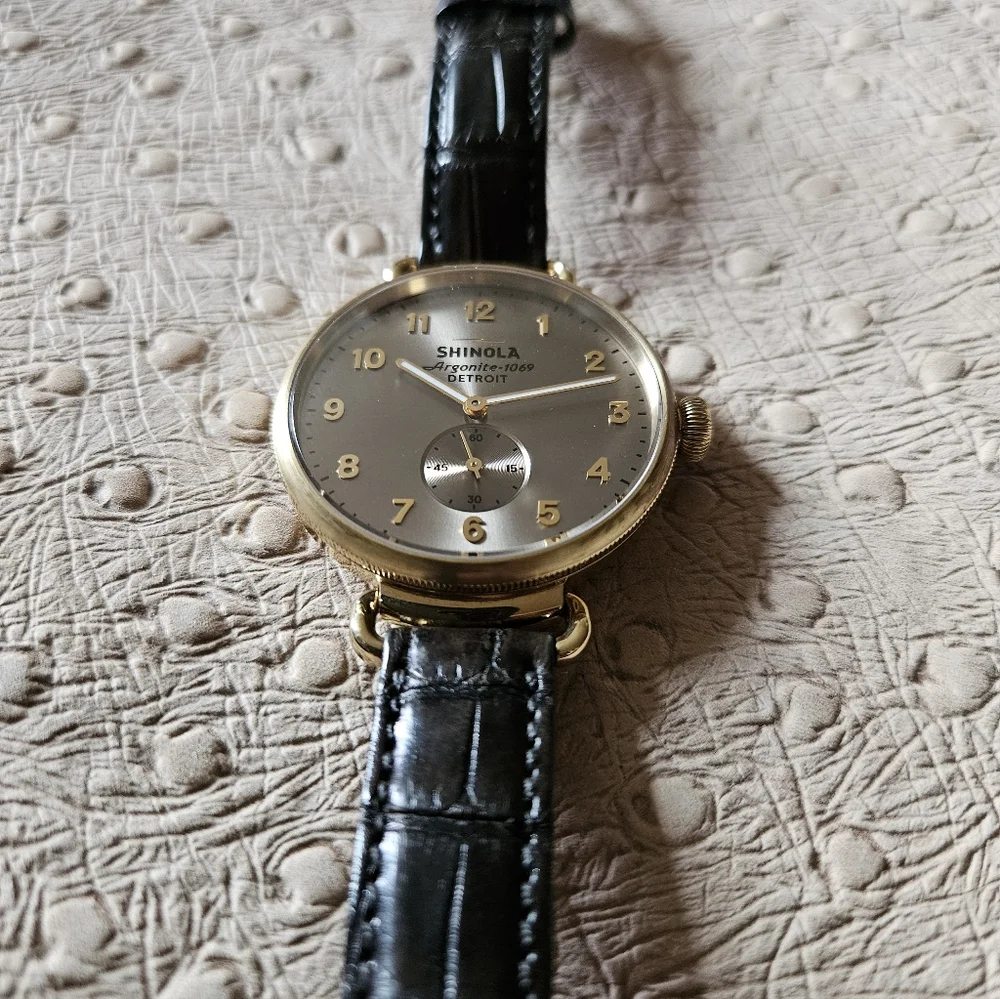 Shinola Gold Case with Brown Leather Strap Watch - Picture 4 of 12